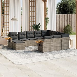 Maison exclusive - salon de jardin 11 pcs avec coussins gris résine tressée