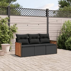 Maison exclusive - salon de jardin 3 pcs avec coussins noir résine tressée