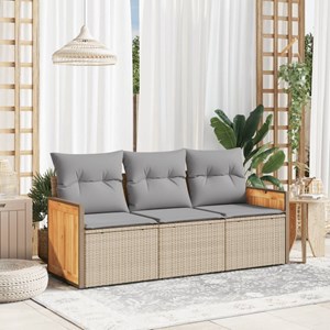Maison exclusive - salon de jardin avec coussins 3 pcs beige résine tressée