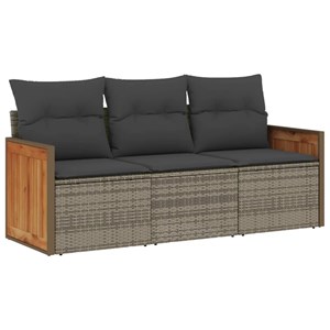 Maison exclusive - salon de jardin avec coussins 3 pcs gris résine tressée