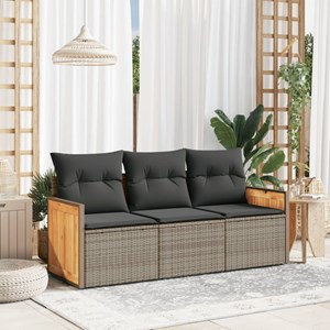 Maison exclusive - salon de jardin avec coussins 3 pcs gris résine tressée