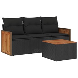 Maison exclusive - salon de jardin 4 pcs avec coussins noir résine tressée