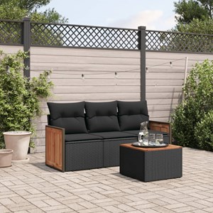 Maison exclusive - salon de jardin 4 pcs avec coussins noir résine tressée
