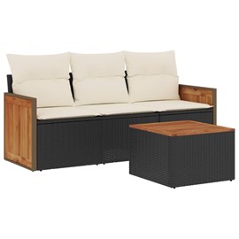 Maison exclusive - salon de jardin 4 pcs avec coussins noir résine tressée