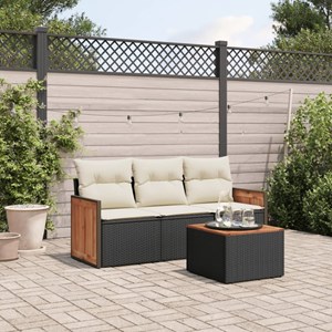 Maison exclusive - salon de jardin 4 pcs avec coussins noir résine tressée