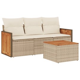 Maison exclusive - salon de jardin avec coussins 4 pcs beige résine tressée