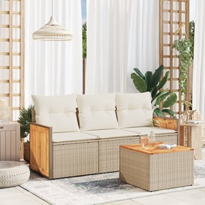 Maison exclusive - salon de jardin avec coussins 4 pcs beige résine tressée