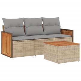 Maison exclusive - salon de jardin avec coussins 4 pcs beige résine tressée