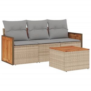 Maison exclusive - salon de jardin avec coussins 4 pcs beige résine tressée