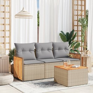 Maison exclusive - salon de jardin avec coussins 4 pcs beige résine tressée