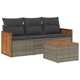 Maison exclusive - salon de jardin 4 pcs avec coussins gris résine tressée
