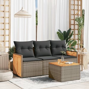 Maison exclusive - salon de jardin 4 pcs avec coussins gris résine tressée