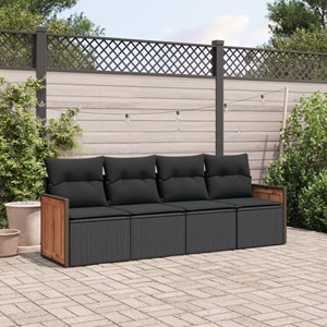 Maison exclusive - salon de jardin 4 pcs avec coussins noir résine tressée