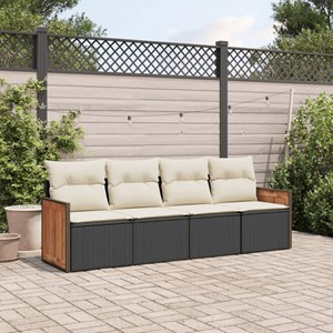 Maison exclusive - salon de jardin 4 pcs avec coussins noir résine tressée