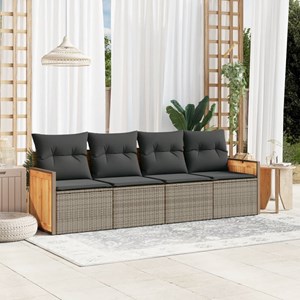 Maison exclusive - salon de jardin 4 pcs avec coussins gris résine tressée