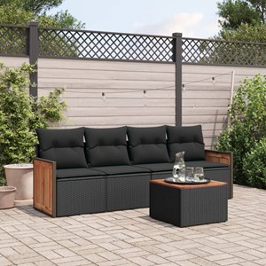 Maison exclusive - salon de jardin 5 pcs avec coussins noir résine tressée