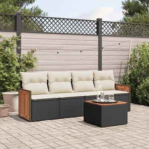 Maison exclusive - salon de jardin 5 pcs avec coussins noir résine tressée