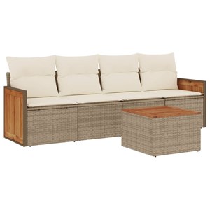 Maison exclusive - salon de jardin avec coussins 5 pcs beige résine tressée