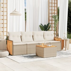 Maison exclusive - salon de jardin avec coussins 5 pcs beige résine tressée