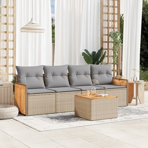 Maison exclusive - salon de jardin avec coussins 5 pcs beige résine tressée