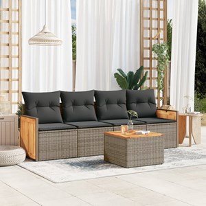 Maison exclusive - salon de jardin 5 pcs avec coussins gris résine tressée