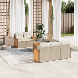 Maison exclusive - salon de jardin avec coussins 6 pcs beige résine tressée