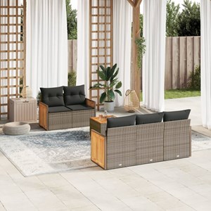 Maison exclusive - salon de jardin 6 pcs avec coussins gris résine tressée