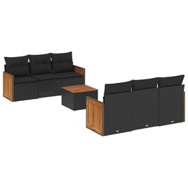 Maison exclusive - salon de jardin 7 pcs avec coussins noir résine tressée