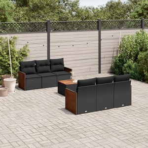 Maison exclusive - salon de jardin 7 pcs avec coussins noir résine tressée