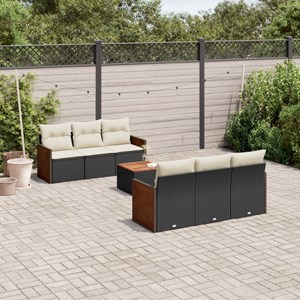 Maison exclusive - salon de jardin 7 pcs avec coussins noir résine tressée