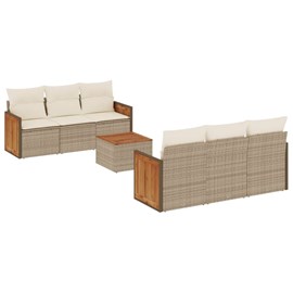 Maison exclusive - salon de jardin avec coussins 7 pcs beige résine tressée