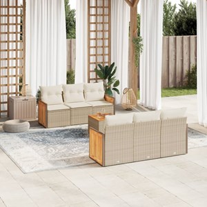 Maison exclusive - salon de jardin avec coussins 7 pcs beige résine tressée