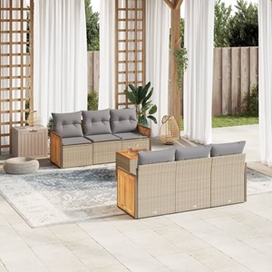 Maison exclusive - salon de jardin avec coussins 7 pcs beige résine tressée