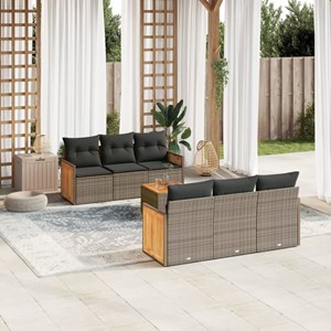 Maison exclusive - salon de jardin avec coussins 7 pcs gris résine tressée