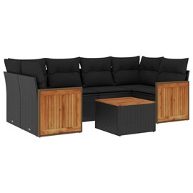 Maison exclusive - salon de jardin 7 pcs avec coussins noir résine tressée