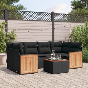 Maison exclusive - salon de jardin 7 pcs avec coussins noir résine tressée