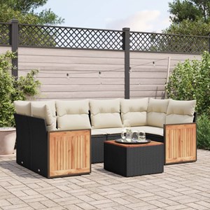 Maison exclusive - salon de jardin 7 pcs avec coussins noir résine tressée
