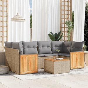 Maison exclusive - salon de jardin avec coussins 7 pcs beige résine tressée