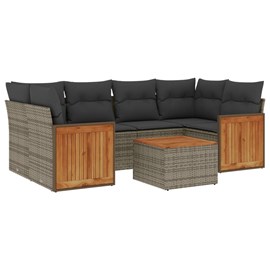Maison exclusive - salon de jardin avec coussins 7 pcs gris résine tressée