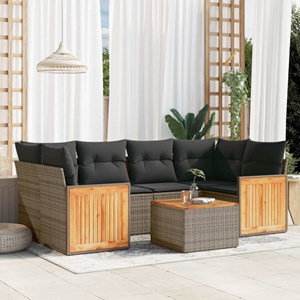 Maison exclusive - salon de jardin avec coussins 7 pcs gris résine tressée