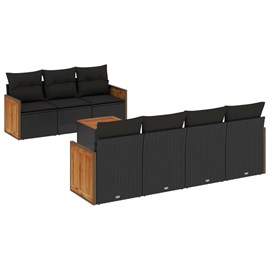Maison exclusive - salon de jardin 8 pcs avec coussins noir résine tressée