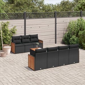 Maison exclusive - salon de jardin 8 pcs avec coussins noir résine tressée
