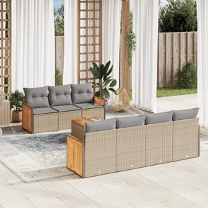 Maison exclusive - salon de jardin avec coussins 8 pcs beige résine tressée