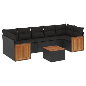 Maison exclusive - salon de jardin 8 pcs avec coussins noir résine tressée