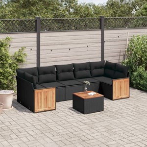 Maison exclusive - salon de jardin 8 pcs avec coussins noir résine tressée