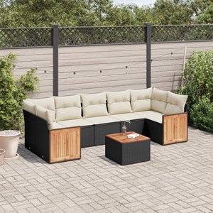 Maison exclusive - salon de jardin 8 pcs avec coussins noir résine tressée