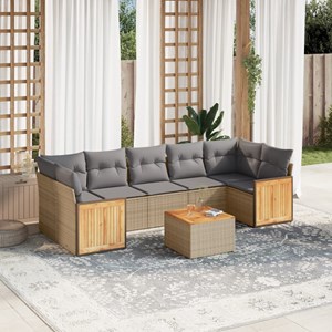 Maison exclusive - salon de jardin avec coussins 8 pcs beige résine tressée