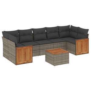 Maison exclusive - salon de jardin 8 pcs avec coussins gris résine tressée