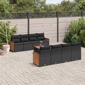 Maison exclusive - salon de jardin 9 pcs avec coussins noir résine tressée