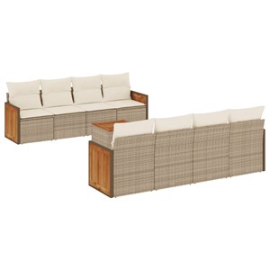 Maison exclusive - salon de jardin avec coussins 9 pcs beige résine tressée